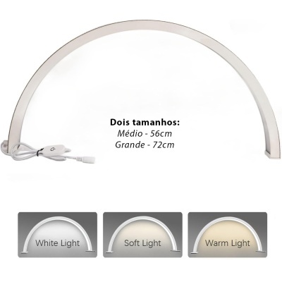 Arco de luz LED branco com cabo e interruptor