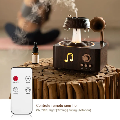 Difusor de aromas de madeira escura com controlo remoto branco