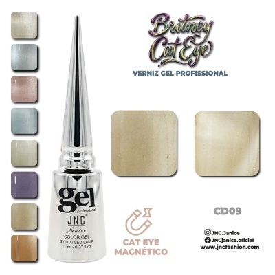 Verniz gel profissional JNC Janice com cores metálicas e efeito magnético cálice de olho