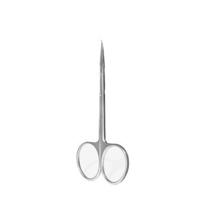 Tesoura pequena de metal com pontas afiadas e cabos ovais