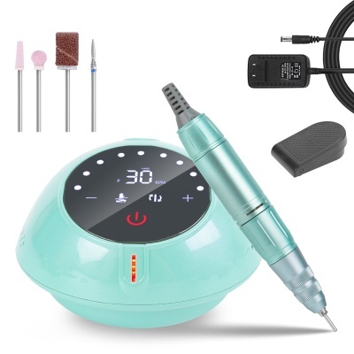 Conjunto de ferramenta elétrica para manicure azul claro com display digital e acessório punho