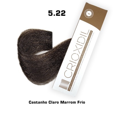 amostra de cor de cabelo Castanho Claro Marrom Frio 5.22 Croxidil com embalagem