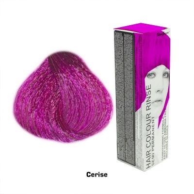 Cor de cabelo temporária rosa cerise com embalagem rosa e branca