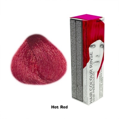 Amostra de cor de cabelo Hot Red e embalagem de tinta de cabelo