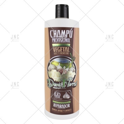 Frasco de champô profissional vegetal com alho e queratina