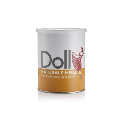 Cera depilatória lipossolúvel Dolce Naturale Miele em recipiente branco e dourado com ilustração de mulher