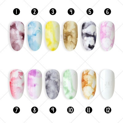 Unhas postiças marmoreadas coloridas numeradas de 1 a 12