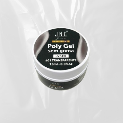 Frasco de Poly Gel transparente para unhas com tampa preta