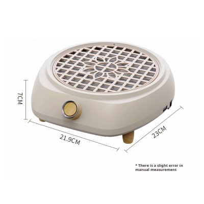 Aparelho elétrico de aquecimento bege com grelha floral e controlo frontal