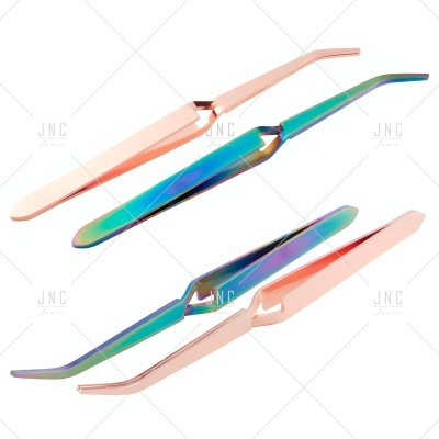 Quatro pinças metálicas coloridas para extensões de pestanas