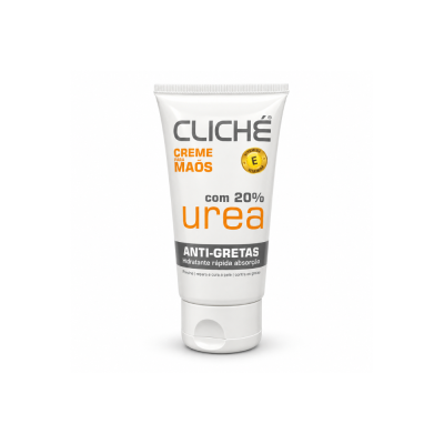 Frasco branco de creme para mãos CLICHÉ com 20% ureia e vitamina E