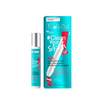 Produto roll-on Eveline Cosmetics azul turquesa para cuidados com a pele