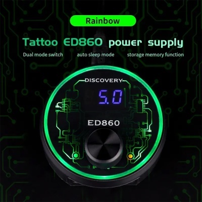 Fonte de alimentação Tattoo ED860 com display digital azul e iluminação verde