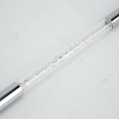 Pincel de unhas transparente com cristais e cabo prateado