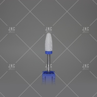 Broca de cerâmica branca com base azul e haste metálica