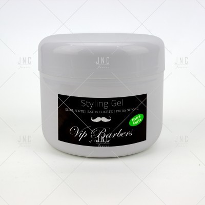 Frasco branco de Styling Gel Vip Barbers com rótulo preto