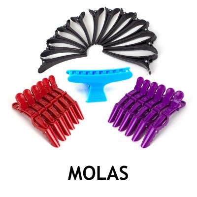 Conjunto colorido de molas de cabelo em plástico