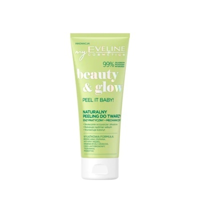 Tubo verde claro de cosmético Eveline Cosmetics com texto em inglês e polaco sobre fundo branco