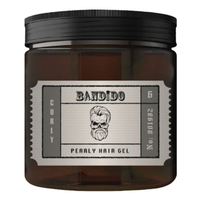 Frasco de gel de cabelo Bandido com etiqueta e tampa preta