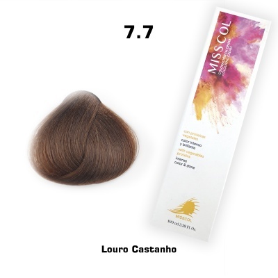 Tonalizante de cabelo MISS COL cor 7.7 Louro Castanho com mecha castanha clara
