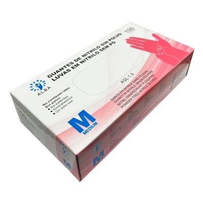 Caixa de luvas de nitrilo sem pó tamanho médio