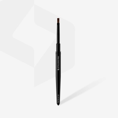 Pincel de gel preto com cerdas retas e cabo preto brilhante com texto