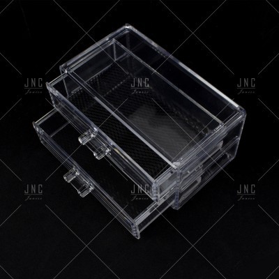 Caixa organizadora transparente com duas gavetas de acrílico