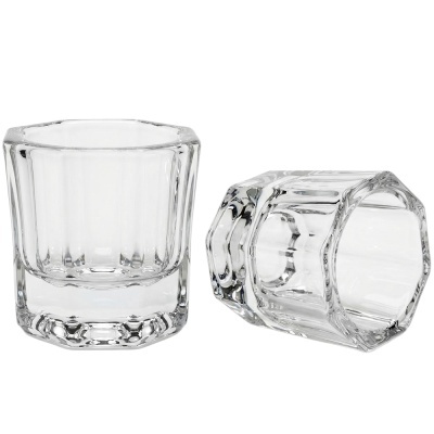 Dois copos para shot de vidro transparente com base octogonal