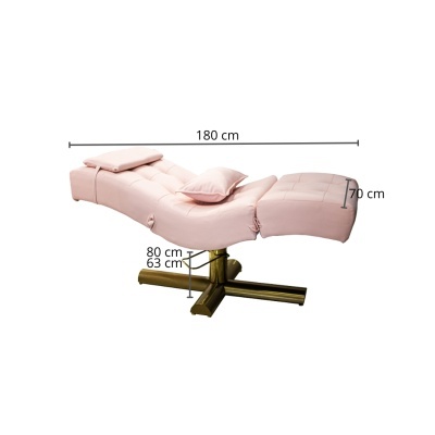 Poltrona reclinável cor-de-rosa com almofada e base metálica dourada