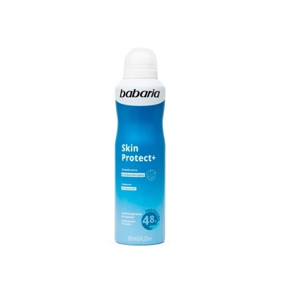 Spray desodorizante Babaria Skin Protect+ azul e branco