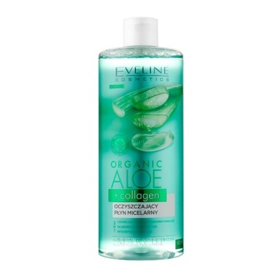 Frasco de líquido micelar Eveline Organic Aloe + collagen com folhas de aloé