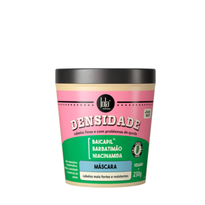 Pote rosa e verde de máscara para cabelo Lola Cosmetics DENSIDADE 230g
