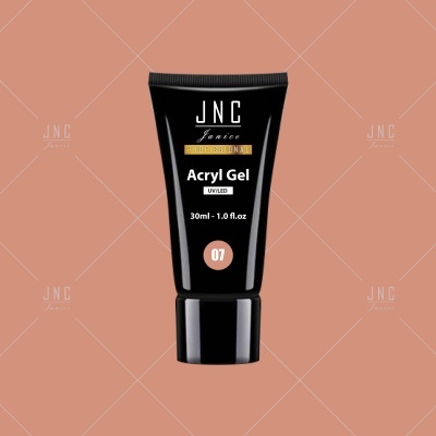 Tubo preto de gel acrílico JNC com texto branco e amarelo