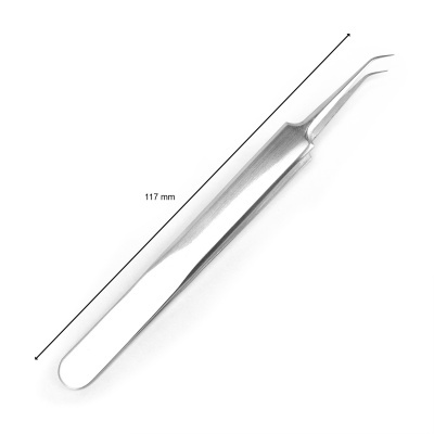 Pinça metálica curva prateada 117 mm