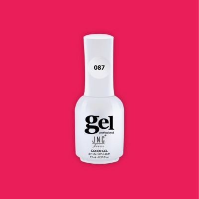 Frasco branco de verniz gel profissional com etiqueta 087