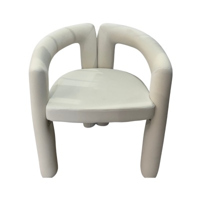 Cadeira branca couro sintético design moderno assento almofadado