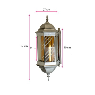 Lanterna de parede metálica cinzenta com vidro amarelo decorativo