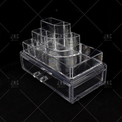 Organizador acrílico transparente com divisórias e gaveta