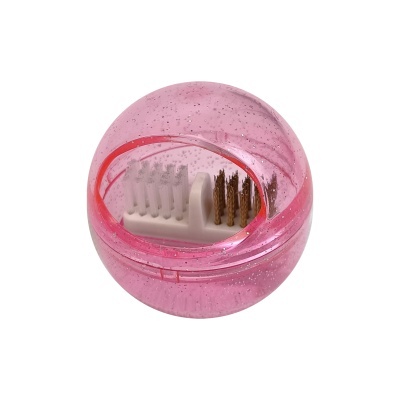 Esfera rosa translúcida com escova de limpeza visível