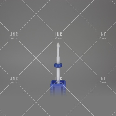 Ponta para fresas de unhas branca e azul sobre fundo cinzento