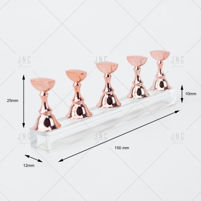 Suporte de vidro com cinco suportes metálicos cor cobre para pincéis