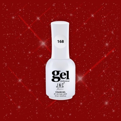 Frasco de verniz gel profissional branco sobre fundo vermelho brilhante