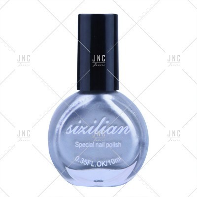 frasco de verniz de unhas cinza metálico com tampa preta