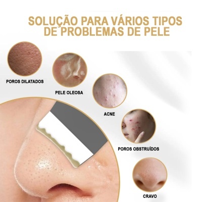 Dispositivo de limpeza de pele a atuar num nariz com diferentes problemas dermatológicos