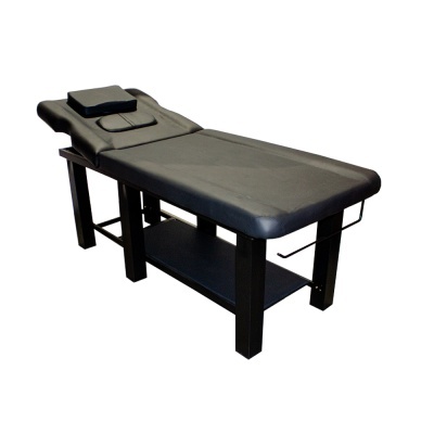 Cama de massagem profissional preta com almofada e suporte inferior