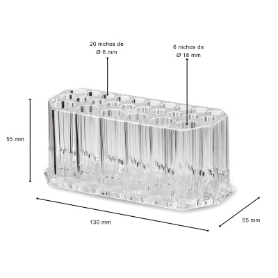 Suporte transparente de acrílico com vários nichos para organização