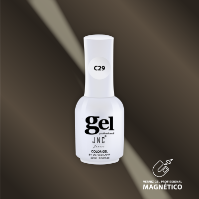 Frasco branco de verniz gel profissional com etiqueta e texto