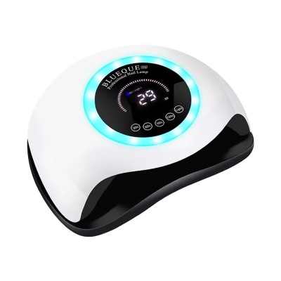 Lâmpada de unhas UV/LED branca e preta com visor digital azul