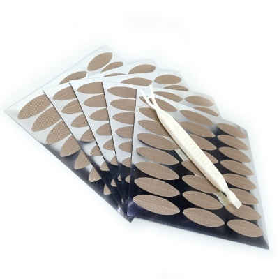 Adesivos ovais castanhos texturados em folhas transparentes com pinça branca