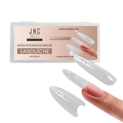 Extensões de unhas transparentes modelo Sanduíche em caixa plástica